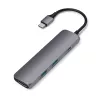 Satechi ST-CMAM portatīvā doka/portu replikators USB 3.2 Gen 1 Type-C, HDMI, USB-A, USB-C, pelēks, alumīnijs