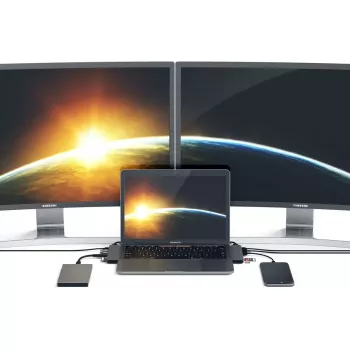 Satechi klēpjdatora dokstacija/pieslēgvietu replikators ST-CMBPM — USB 3.2 Gen 1 Type-C resursdators, HDMI, USB-A, SD/MicroSD, pelēks