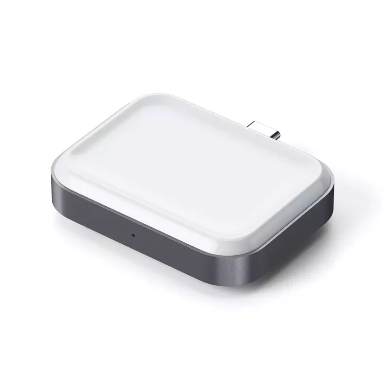 Mobilo ierīču lādētājs Satechi ST-UC2WCDM USB bezvadu uzlāde austiņām viedpulkstenim sudrabaini balts