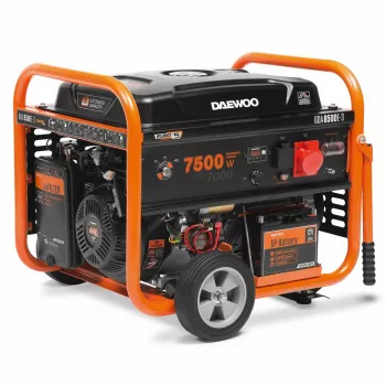 Elektroģenerators DAEWOO GDA 8500E-3 — 7000 W, 380 V, 30 L degvielas tvertne, Melns/Oranžs