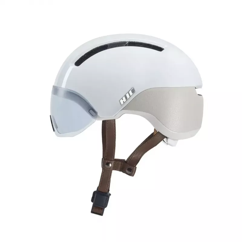 Velosipēdu ķivere HJC Calido Plus, izmērs S (51–56 cm), in-mold, magnētiskais vizieris, 350 g, balta/pelēka