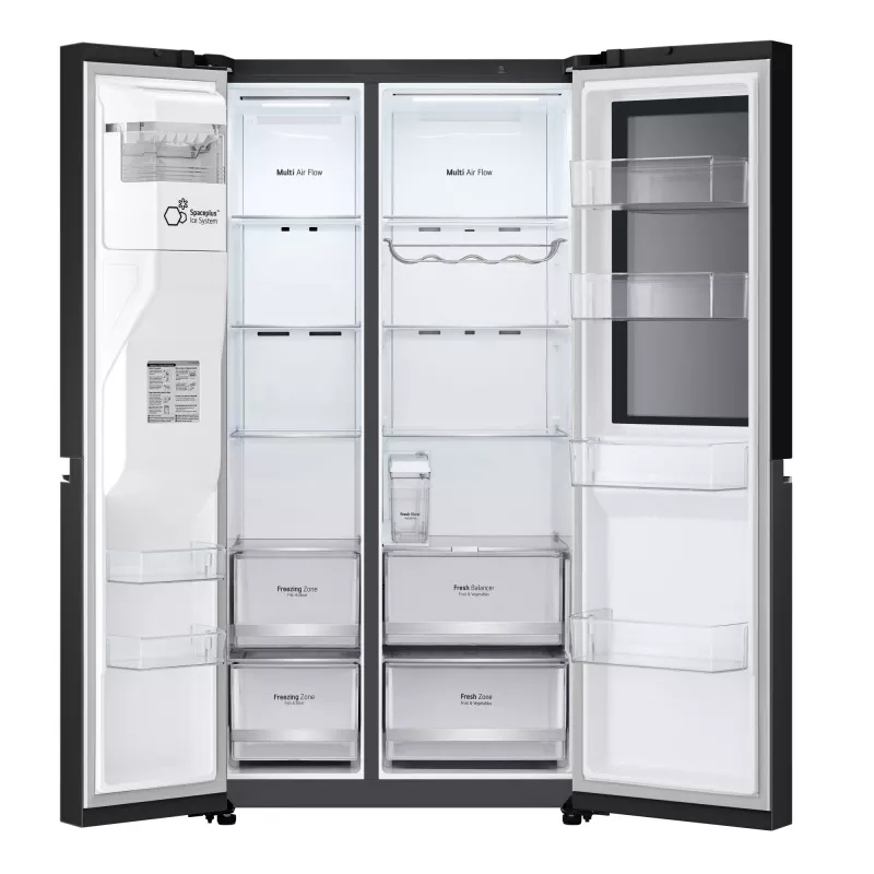 LG InstaView GSGV81EPLL blakus durvju ledusskapis, brīvi stāvošs, 635 L, melns