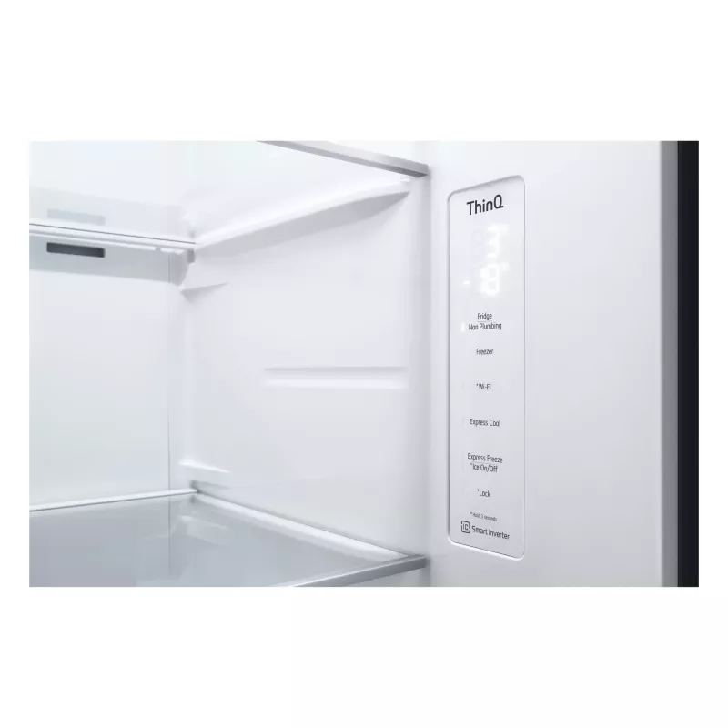 LG InstaView GSGV81EPLL blakus durvju ledusskapis, brīvi stāvošs, 635 L, melns