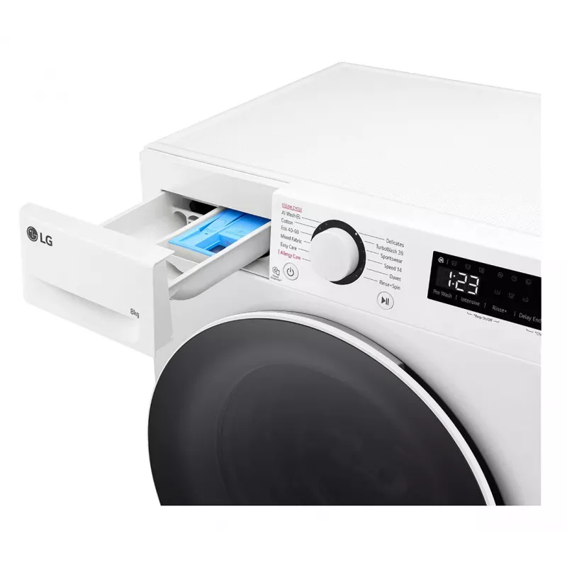 LG F2WR508S0W veļas mazgājamā mašīna ar priekšējo ielādi 8 kg 1160 apgr./min Melna, Balta