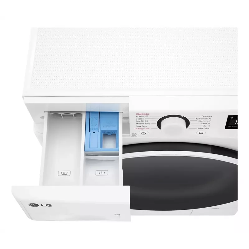 LG F2WR508S0W veļas mazgājamā mašīna ar priekšējo ielādi 8 kg 1160 apgr./min Melna, Balta