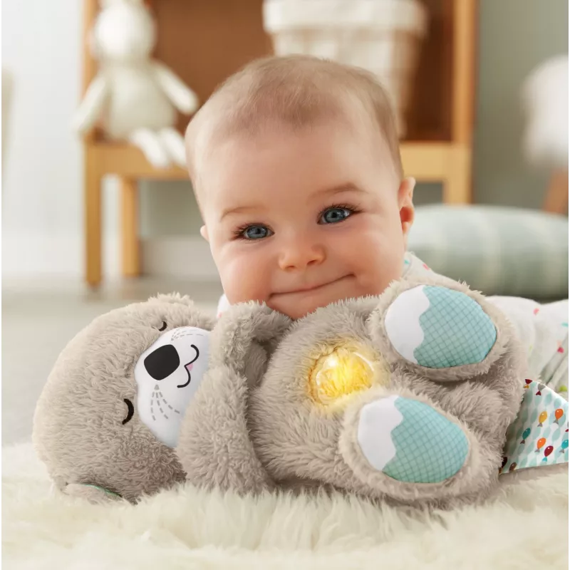 Fisher-Price Soothe 'n Snuggle Otter, plīša mazuļa rotaļlieta, skaņas ierīce ar elpošanas kustību