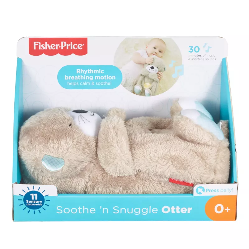 Fisher-Price Soothe 'n Snuggle Otter, plīša mazuļa rotaļlieta, skaņas ierīce ar elpošanas kustību