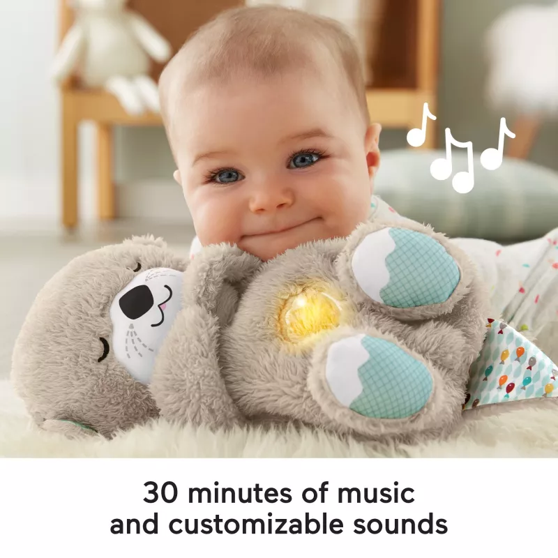 Fisher-Price Soothe 'n Snuggle Otter, plīša mazuļa rotaļlieta, skaņas ierīce ar elpošanas kustību