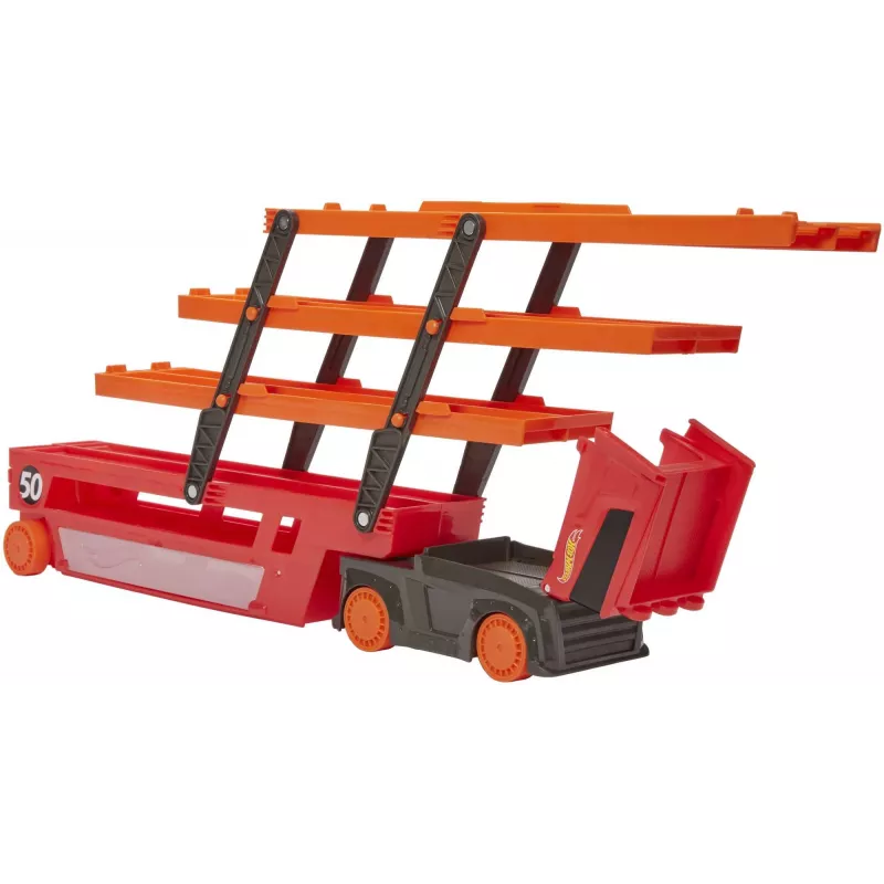 Hot Wheels City Mega Hauler ar glabātuvi līdz 50 automašīnām mērogā 1:64, no 3 gadu vecuma