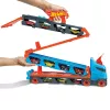 Hot Wheels City Speedway Hauler pārvadātājs ar 3 rotaļu automašīnām, transportlīdzekļu komplekts, 4 gadi, Plastmasa, Pelēks, Daudzkrāsu