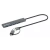 Manhattan USB-C un USB-A kombinētais doks/rumbulis, porti (4): USB-A (x4), 5 Gbps (USB 3.2 Gen1, agrāk USB 3.0), USB barots (nav nepieciešams ārējs barošanas avots), kabelis 25 cm