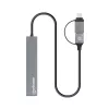 Manhattan USB-C un USB-A kombinētais doks/rumbulis, porti (4): USB-A (x4), 5 Gbps (USB 3.2 Gen1, agrāk USB 3.0), USB barots (nav nepieciešams ārējs barošanas avots), kabelis 25 cm