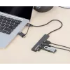 Manhattan USB-C un USB-A kombinētais doks/rumbulis, porti (4): USB-A (x4), 5 Gbps (USB 3.2 Gen1, agrāk USB 3.0), USB barots (nav nepieciešams ārējs barošanas avots), kabelis 25 cm