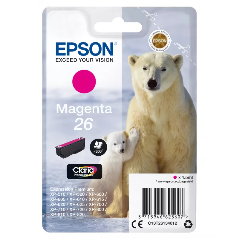 Epson Polar bear Singlepack fuksīna 26 Claria Premium Ink