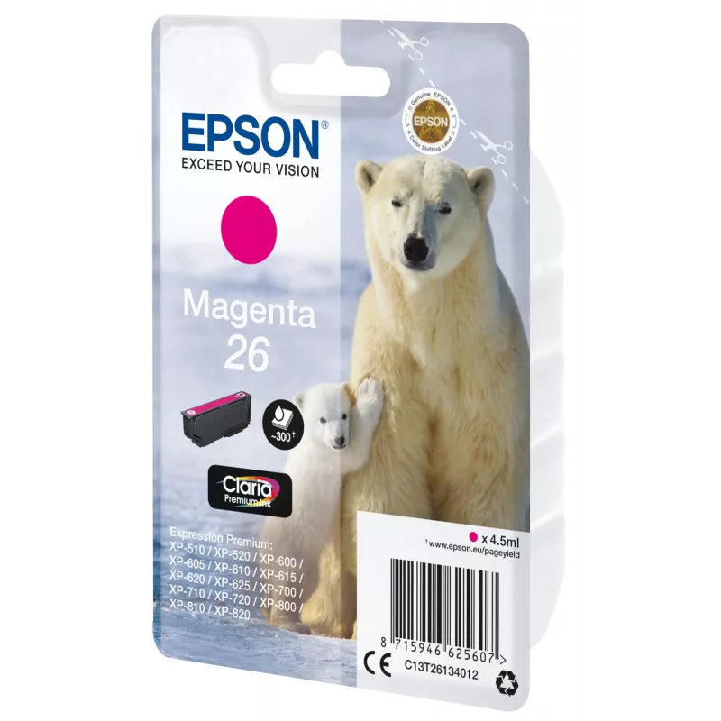 Epson Polar bear Singlepack fuksīna 26 Claria Premium Ink