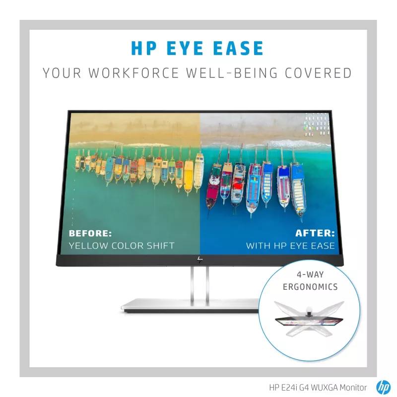 HP E-Series E24i G4 WUXGA monitors, 61 cm (24 collu), 1920 x 1200 pikseļi, WUXGA, LCD, 5 ms, melns