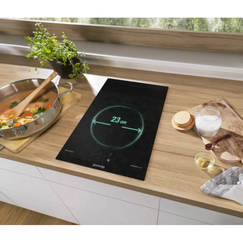 Gorenje indukcijas plīts virsma GI3201BC, melna, iebūvējama, 30 cm, zonu indukcijas plīts virsma, stikla keramika, 2 zonas