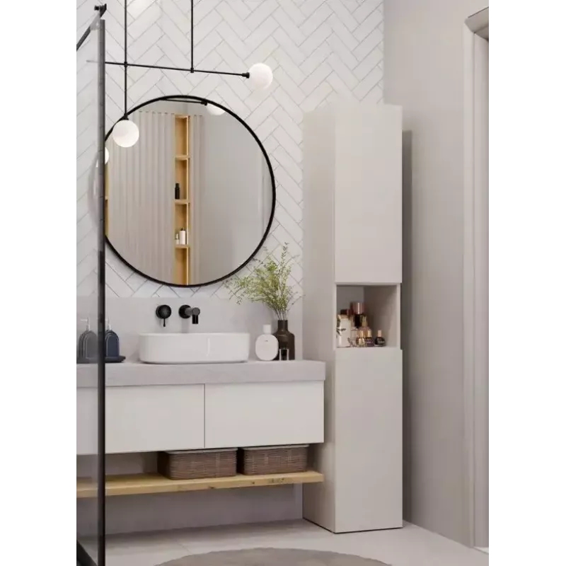 Vannas istabas staba skapis Top E Shop NEL, brīvi stāvošs, 2 durvju, kašmira lamināts, 1740×310×300 mm, 5 plaukti