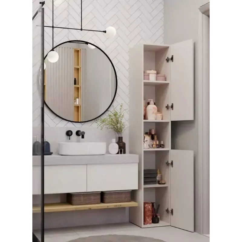 Vannas istabas staba skapis Top E Shop NEL, brīvi stāvošs, 2 durvju, kašmira lamināts, 1740×310×300 mm, 5 plaukti