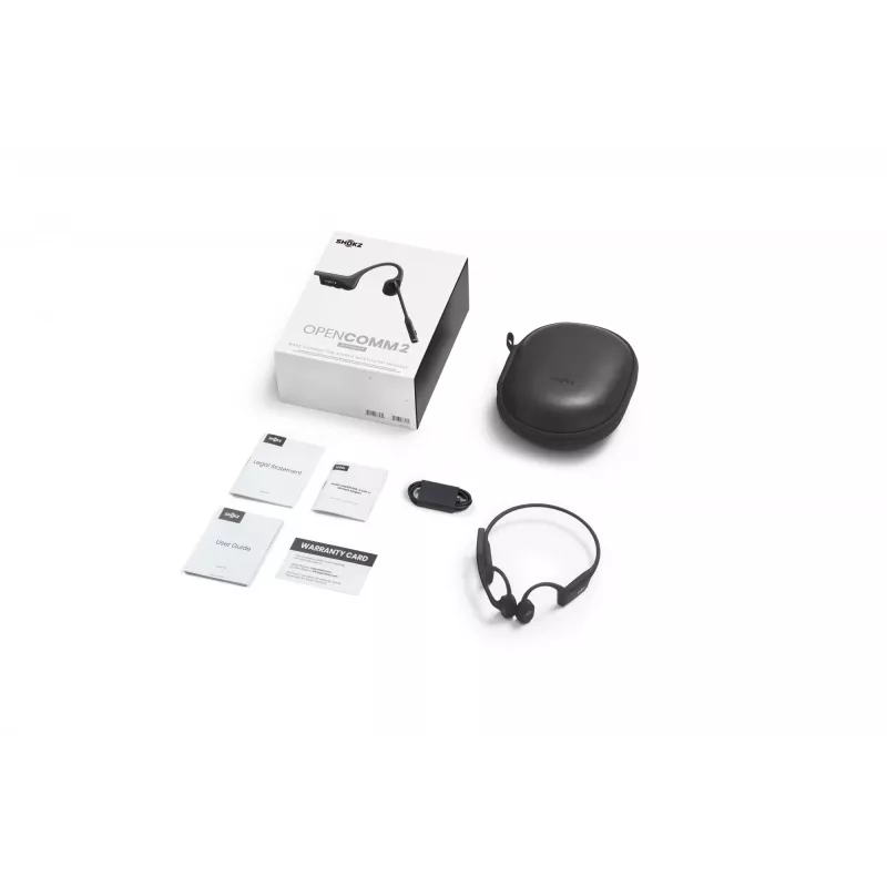 SHOKZ OpenComm2 2025 Upgrade bezvadu Bluetooth kaulu vadītspējas videokonferences austiņas ar USB-C uzlādes pieslēgvietu | 16 st. sarunu laiks, 29 m bezvadu diapazons, 1 st. uzlādes laiks | Ietver trokšņu slāpējošu mikrofona sviru, melnas