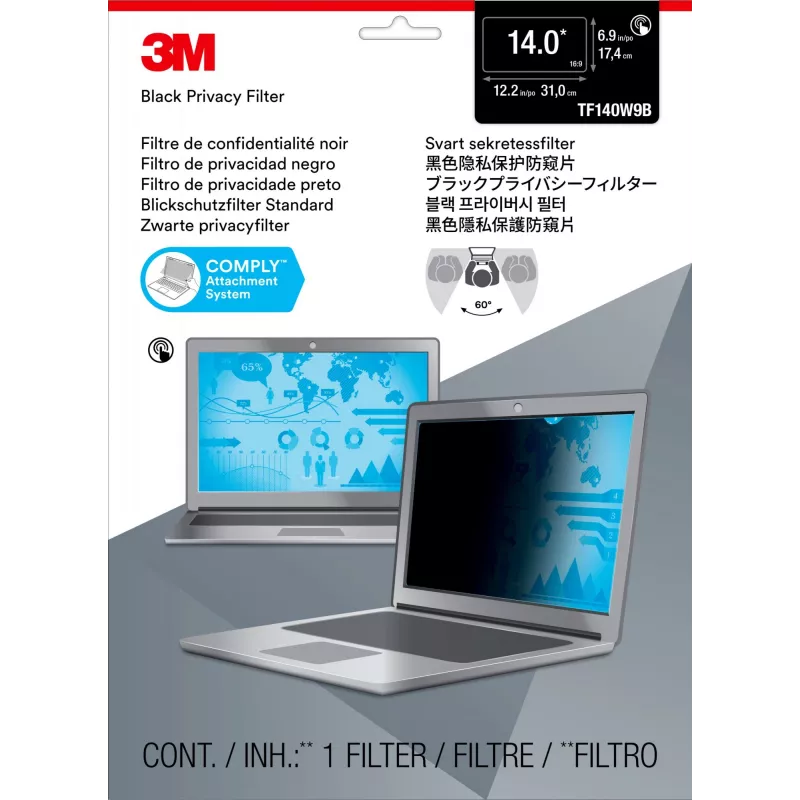 3M 7100194175 displeja privātuma filtrs 39,6 cm (15,6 collas) klēpjdatora bezrāmja displeja privātuma filtrs