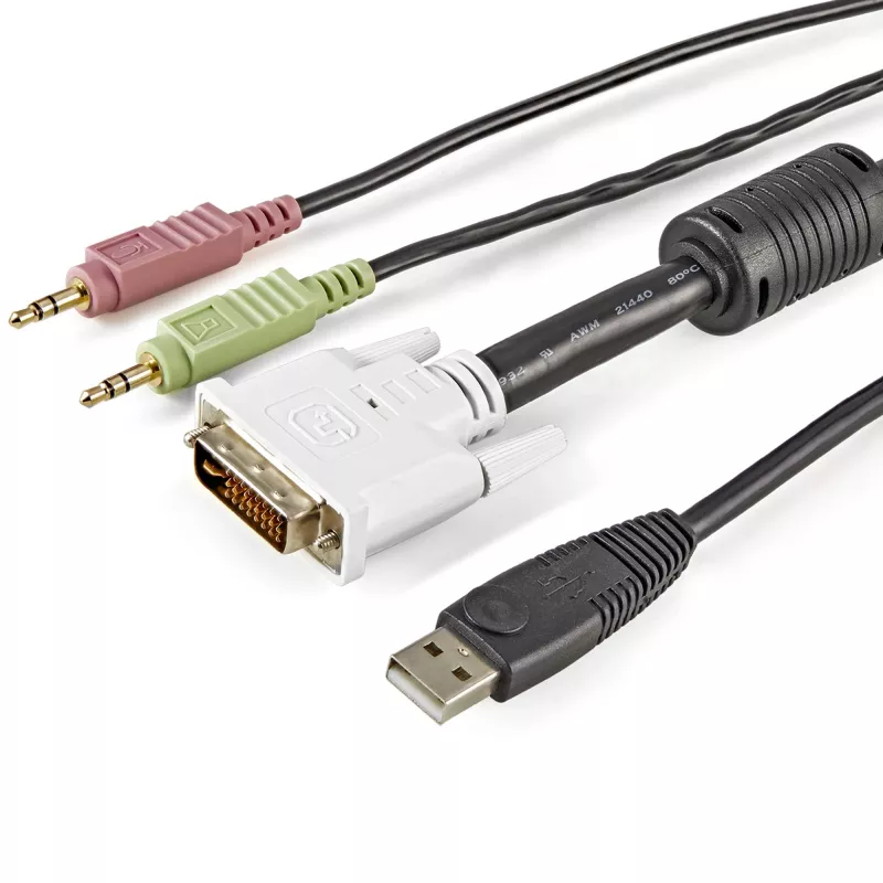 StarTech.com 6 pēdu 4-in-1 USB DVI KVM kabelis ar audio un mikrofonu
