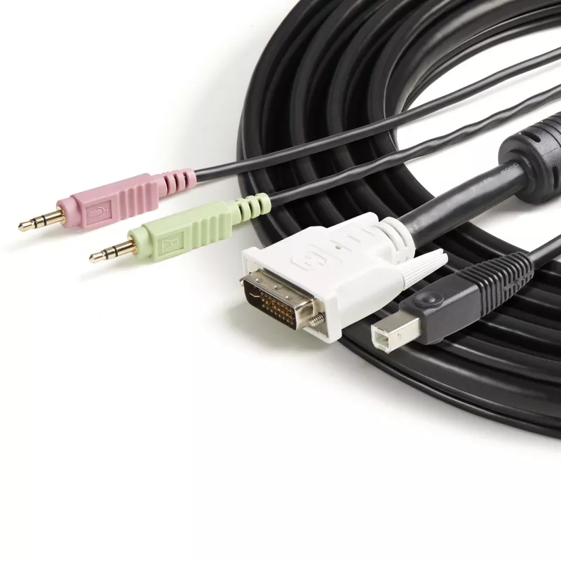 StarTech.com 6 pēdu 4-in-1 USB DVI KVM kabelis ar audio un mikrofonu