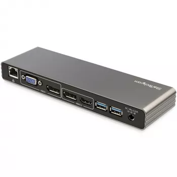 StarTech.com Thunderbolt 3 dokstacija - dubultā 4K 60 Hz monitoru TB3 klēpjdatoru dokstacija ar DisplayPort, HDMI un 1080p VGA - 85 W strāvas piegāde un uzlāde - 2x USB-A, Ethernet - Mac un Windows