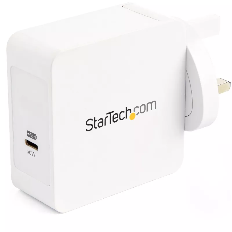 StarTech.com USB C sienas lādētājs - USB C klēpjdatora lādētājs 60W PD - 6 pēdu/2 m kabelis - universāls kompakts Type-C strāvas adapteris - Dell XPS/Lenovo X1 Carbon/HP EliteBook/MacBook - USB IF/CE sertificēts