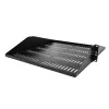 StarTech.com 2U serveru statīva plaukts, centrāli montējams, universāls, ventilējams, konsoles paliktnis 19 collu tīkla iekārtu statīvam, lieljaudas tērauds, 200 lb ietilpība, 20 collas dziļš, melns