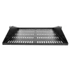StarTech.com 2U serveru statīva plaukts, centrāli montējams, universāls, ventilējams, konsoles paliktnis 19 collu tīkla iekārtu statīvam, lieljaudas tērauds, 200 lb ietilpība, 20 collas dziļš, melns