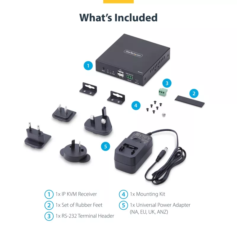 StarTech.com HDMI KVM uztvērējs IP tīklam IH2006 produktu sērijai, 4K 60Hz, bez draiveriem, AVoIP, ietver montāžas komplektu, tikai uztvērējs