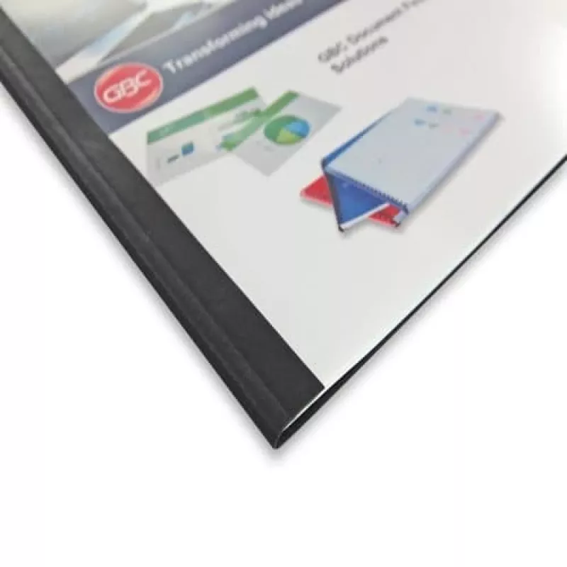 GBC LeatherGrain Thermal Binding Covers 3mm Melns (100), A4, PVC, Blue, Transparent, Matt, 30 sheets, 3 mm