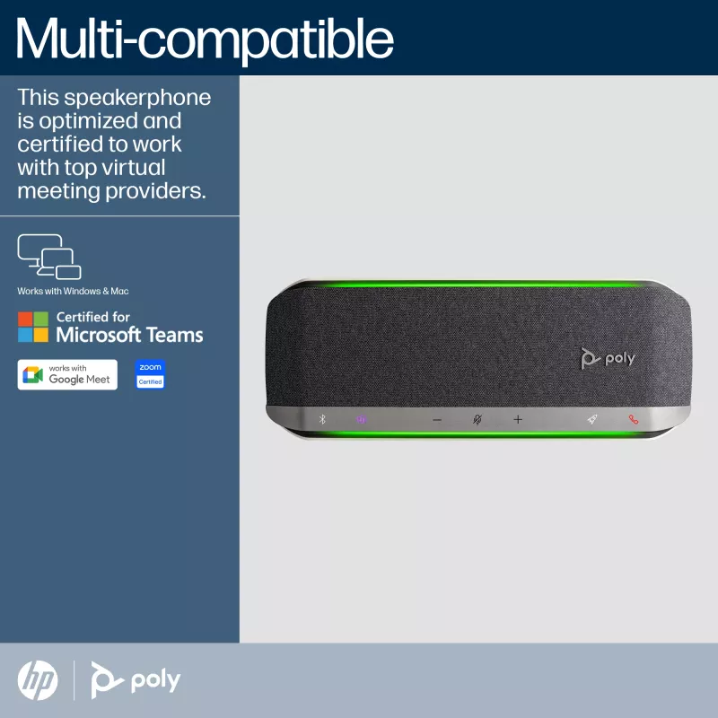 HP Poly Sync 40+ Microsoft Teams Certified USB-A USB-C Speakerphone +BT700 USB-A Adapter