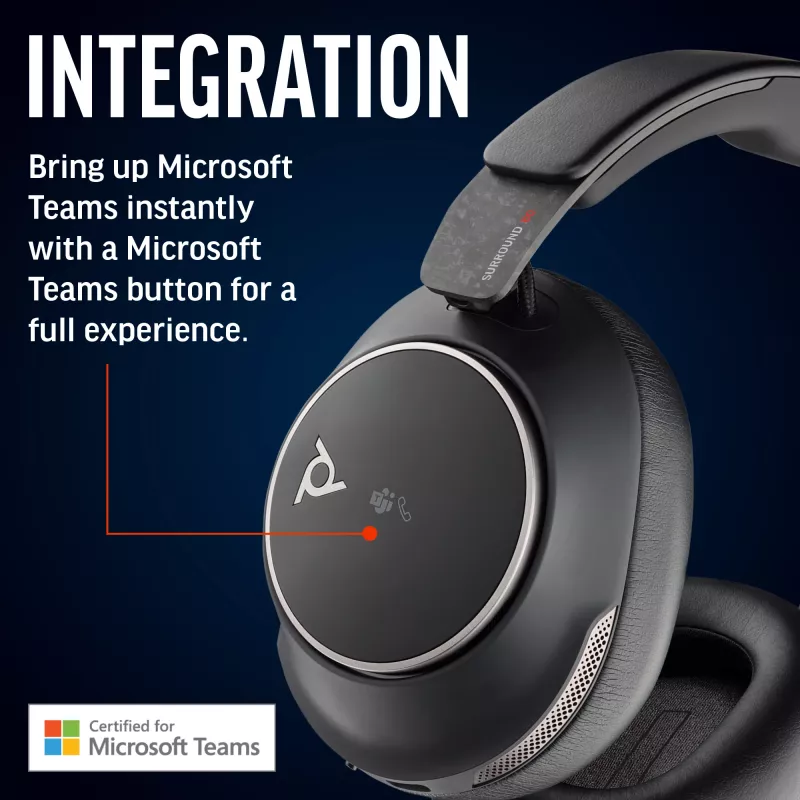 HP Poly Voyager Surround 80 UC USB-C austiņas +USB-C/A adapteris