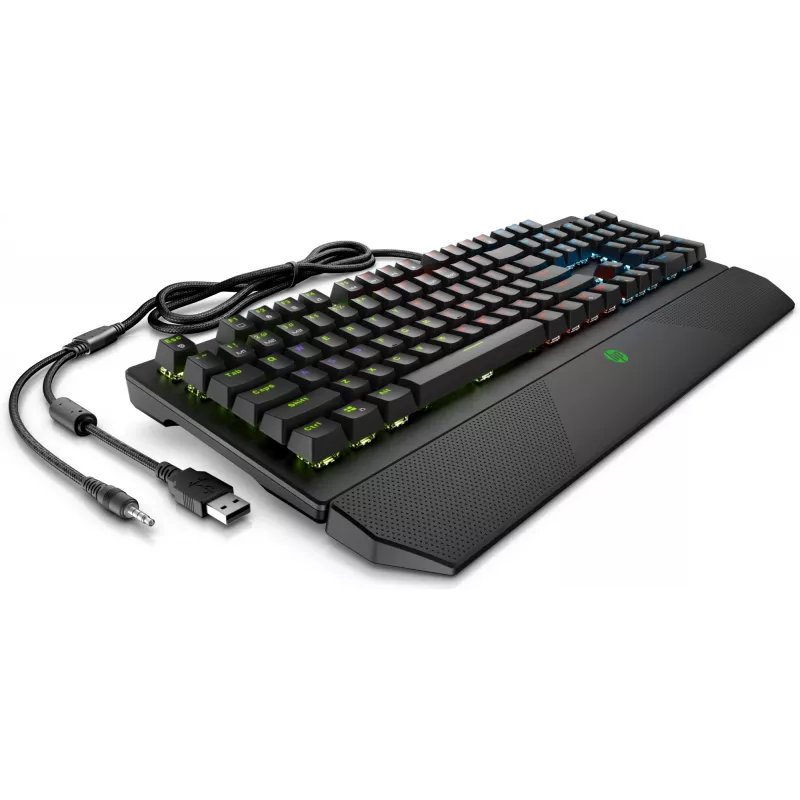 HP Pavilion Gaming tastatūra 800, pilna izmēra (100%), vadu, USB, mehāniska, melna