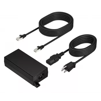 HP Poly PoE++ 65W 2.5G adapteris ar 3,66m CAT6A kabeli un strāvas vadu
