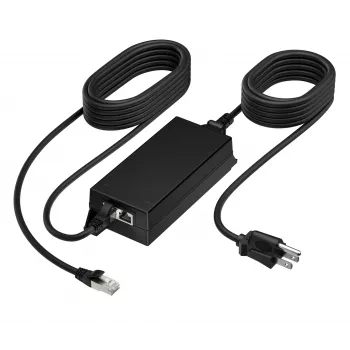 HP Poly PoE++ 65W 2.5G adapteris ar 3,66m CAT6A kabeli un strāvas vadu