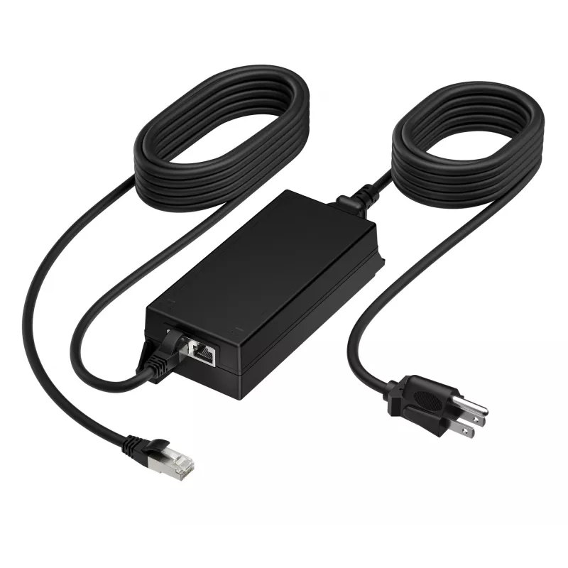 HP Poly PoE++ 65W 2.5G adapteris ar 3,66m CAT6A kabeli un strāvas vadu