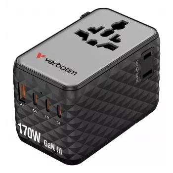 Verbatim Charge 'n' Travel 170W universāls ceļojuma adapteris, melns
