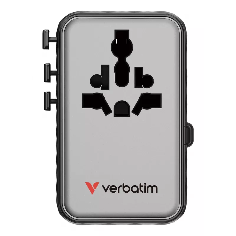 Verbatim Charge 'n' Travel 100W universāls ceļojumu adapteris ar ievelkamu kabeli, melns