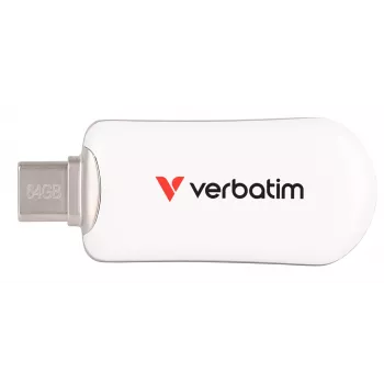 Verbatim Plectra USB-C zibatmiņa balta 64 GB, 64 GB, USB Type-C, 3.2 Gen 1 (3.1 Gen 1), 100 MB/s, bez vāciņa, balta