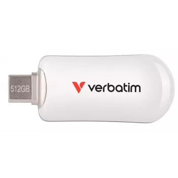 Verbatim Plectra USB-C zibatmiņa, balta, 512 GB, 512 GB, USB Type-C, 3.2 Gen 1 (3.1 Gen 1), 100 MB/s, bez vāciņa, balta