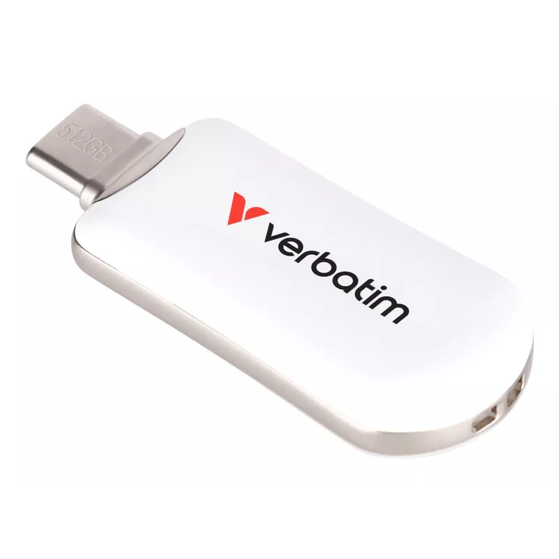Verbatim Plectra USB-C zibatmiņa, balta, 512 GB, 512 GB, USB Type-C, 3.2 Gen 1 (3.1 Gen 1), 100 MB/s, bez vāciņa, balta