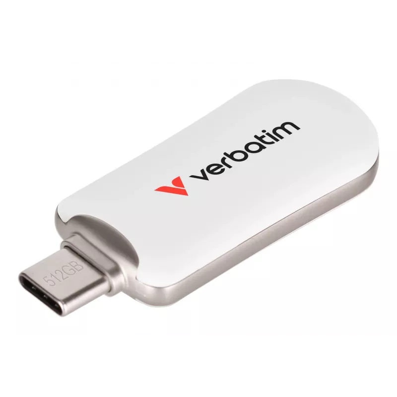 Verbatim Plectra USB-C zibatmiņa, balta, 512 GB, 512 GB, USB Type-C, 3.2 Gen 1 (3.1 Gen 1), 100 MB/s, bez vāciņa, balta