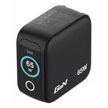 Verbatim Mini GaN lādētājs 65W ar Displeju, iekštelpās, maiņstrāva, 20 V, melns