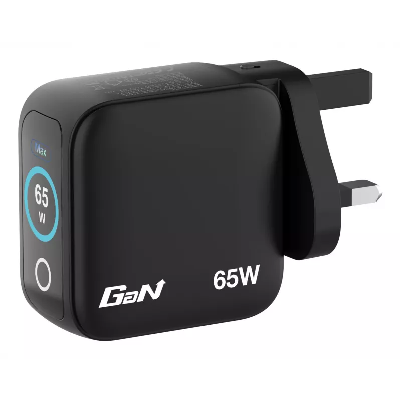 Verbatim Mini GaN lādētājs 65W ar Displeju, iekštelpās, maiņstrāva, 20 V, melns