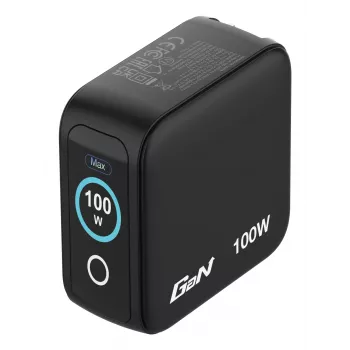 Verbatim Mini GaN lādētājs 100W ar displeju, iekštelpām, maiņstrāva, 20 V, melns