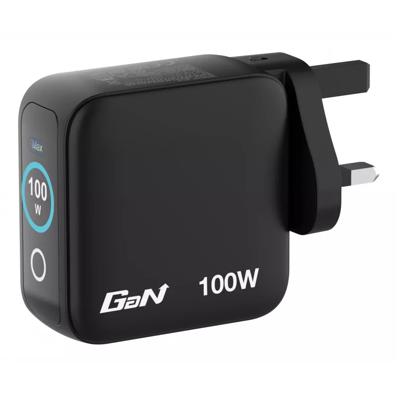 Verbatim Mini GaN lādētājs 100W ar displeju, iekštelpām, maiņstrāva, 20 V, melns