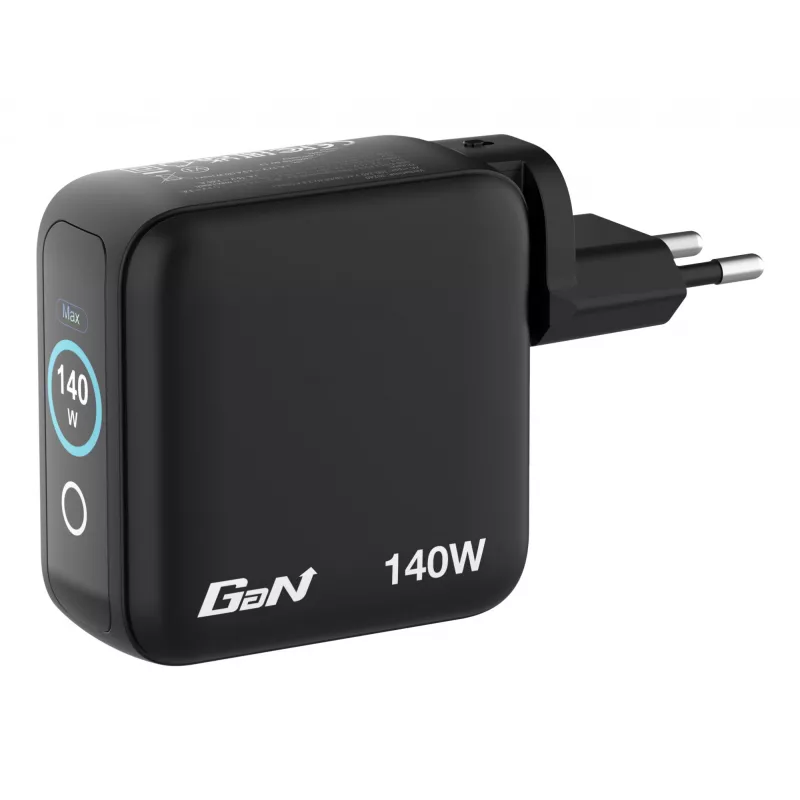 Verbatim Mini GaN lādētājs 140W ar displeju, iekštelpām, maiņstrāva, 28 V, melns